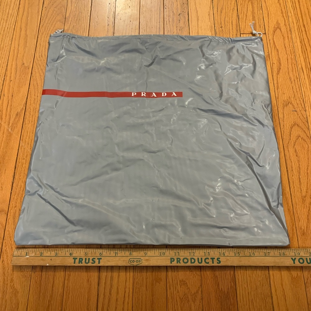 Prada Gray and Red Dust Bag